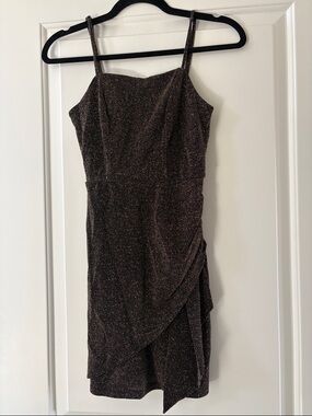 Lily Rose Shimmer Mini Dress in Dark Brown